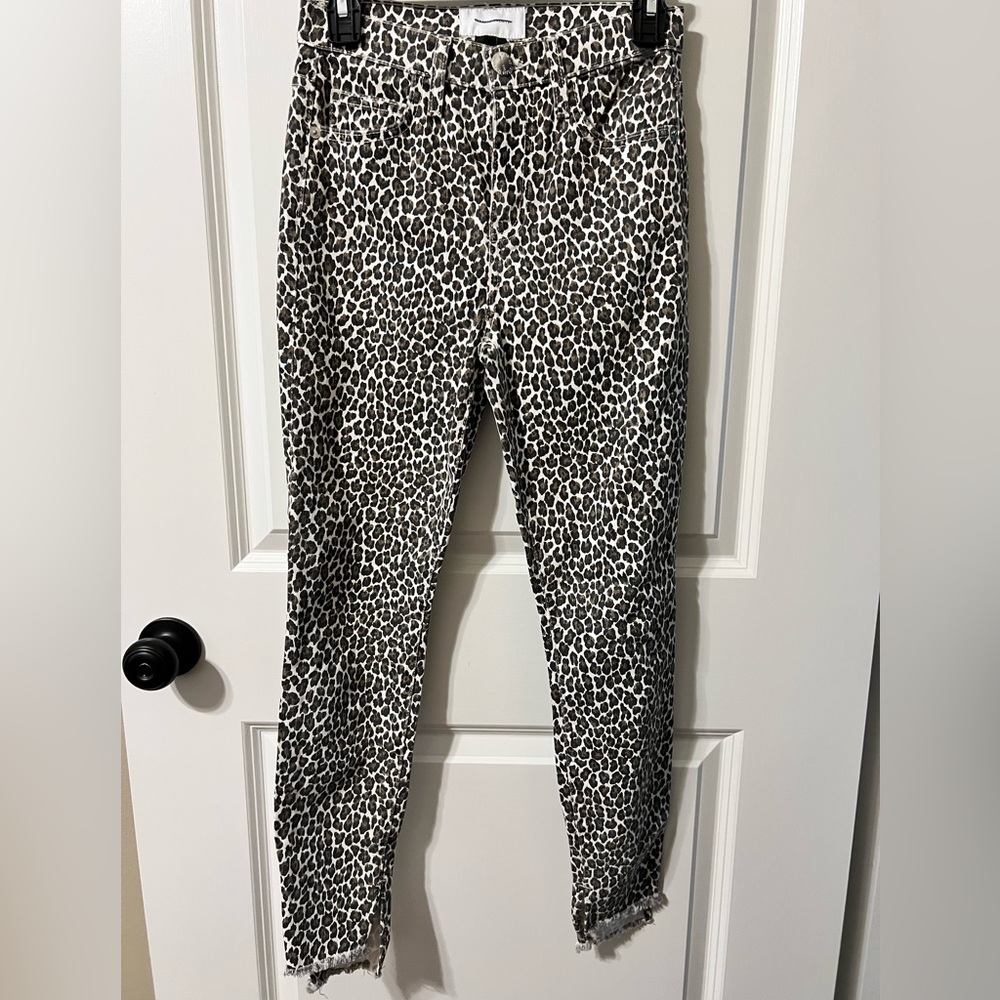 Current Elliott Super Highwaist Stiletto Leopard Print Pants 24, VGUC